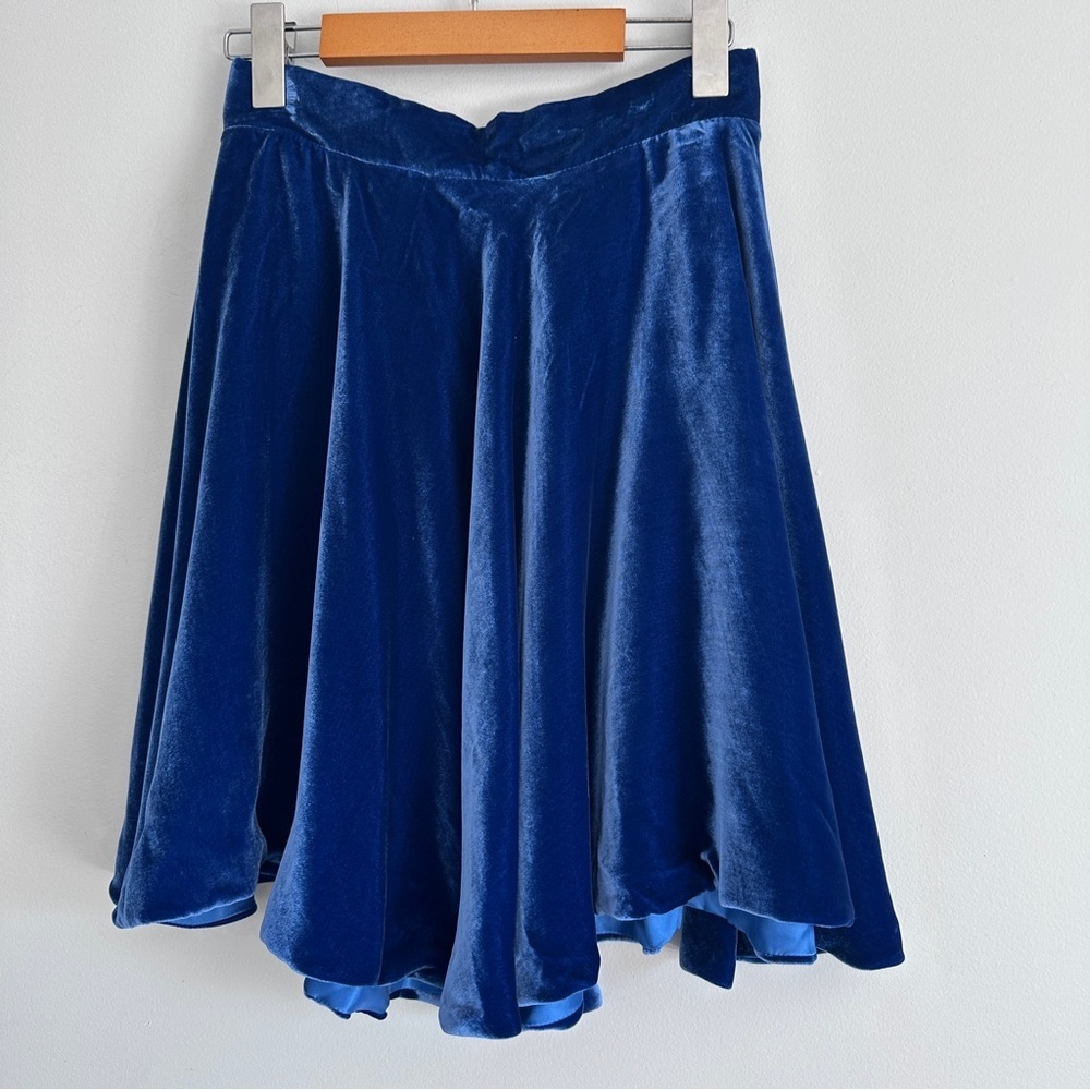 Women's Royal Blue Velvet Full Circle Mini Skirt